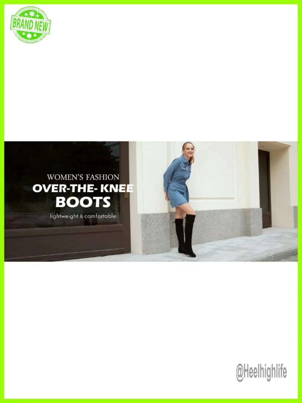 Women's Faux Suede Over the Knee Boots Low Block Heel Side Zipper